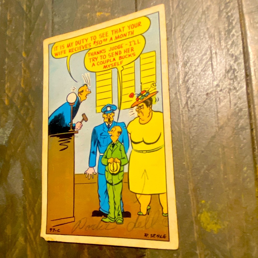 Vintage comic cartoon postcard